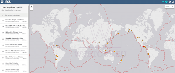 Онлайн карты с мониторингом сейсмической активности Земли
