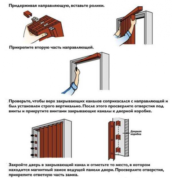 Пошаговая инструкция, как правильно собрать дверь-гармошку