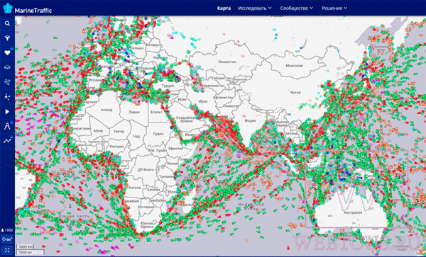 MarineTraffic — онлайн отслеживание судна в режиме реального времени