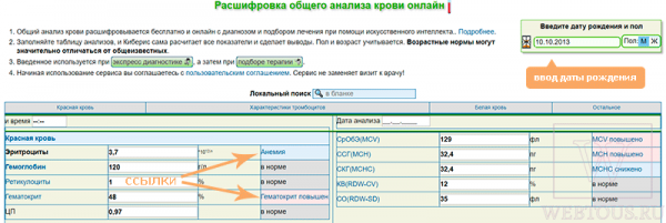 3 онлайн сервиса для расшифровки общего клинического анализа крови